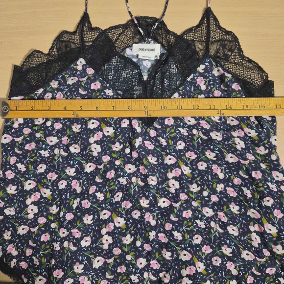 Zadig & Voltaire NWT Christy Anemone Floral Print Racerback Coquette Lace Tank L - Picture 12 of 12